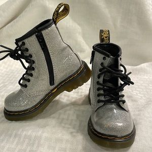Little Girl Dr. Martens Air Wair-Silver Sparkles